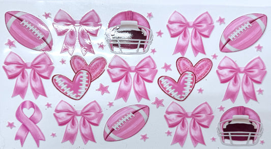 Pink bow football Decal