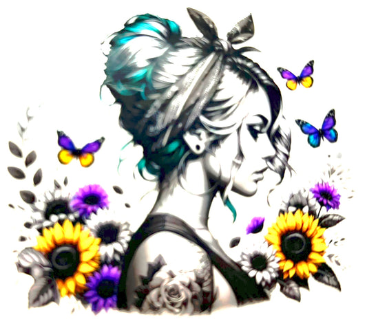 Woman with flowers Decal