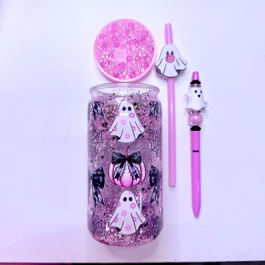 RTS Pink Ghost w/pen, straw top, lid